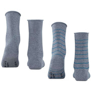 Falke Happy Stripe 2 Pack Socks - Light Grey Mel