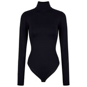 Falke Timeless Body Breve De Algodón Con Cuello Alto - Negro