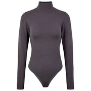 Falke Timeless Body Breve De Algodón Con Cuello Alto - Gris Hierro