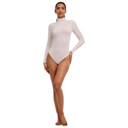 Falke Timeless Body Breve De Algodón Con Cuello Alto - Blanco Perla