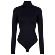 Falke Timeless Body De Algodón Con Cuello Alto Y Cordones - Negro