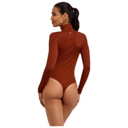 Falke Timeless Body De Algodón Con Cuello Alto Y Cordón - Mink Brown