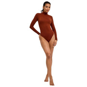 Falke Timeless Body De Algodón Con Cuello Alto Y Cordón - Mink Brown