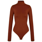 Falke Timeless Body De Algodón Con Cuello Alto Y Cordón - Mink Brown