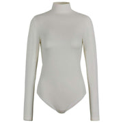 Falke Timeless Body De Algodón Con Cuello Alto Y Cordón - Blanco Perla