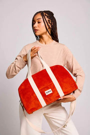 Bolso Bowling Hindbag Charlie - Terciopelo Ladrillo Naranja