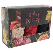 Hanky Panky Signature Lace Paquete de 3 tangas de talle original - Chai/Negro/Granada oscura