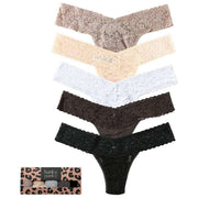 Pack de 5 tangas de talle bajo con encaje exclusivo de Hanky Panky - Taupe/dormir en gris/gris niebla/anochecer