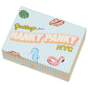 Paquete de 3 tangas Matchbox de tiro bajo con encaje exclusivo de Hanky Panky - Azul parcialmente nublado/Lavanda fresca/Coral
