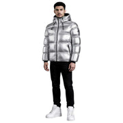 Helvetica Mountain Pioneers Chaqueta de plumas Cosmos con capucha - Plata