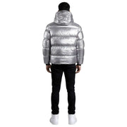 Helvetica Mountain Pioneers Chaqueta de plumas Cosmos con capucha - Plata