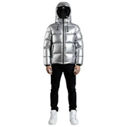 Helvetica Mountain Pioneers Chaqueta de plumas Cosmos con capucha - Plata