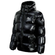 Helvetica Mountain Pioneers Chaqueta de plumas con capucha Freezer - Negro
