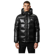 Helvetica Mountain Pioneers Chaqueta de plumas con capucha Freezer - Negro
