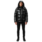 Helvetica Mountain Pioneers Chaqueta de plumas con capucha Freezer - Negro
