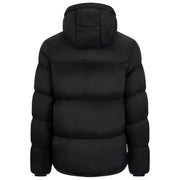 Helvetica Mountain Pioneers Chaqueta de plumas con capucha y bloque medio - Negro