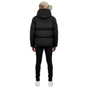 Helvetica Mountain Pioneers Chaqueta de plumas con capucha y bloque medio - Negro
