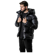 Helvetica Mountain Pioneers Chaqueta de plumas con capucha Silver 2 - Negro