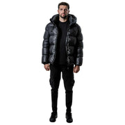 Helvetica Mountain Pioneers Chaqueta de plumas con capucha Silver 2 - Negro
