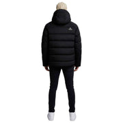 Helvetica Mountain Pioneers Chaqueta de plumas con capucha Sniper - Negro