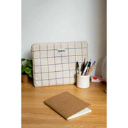 Maletín para portátil Hindbag Ava Small de 13 pulgadas - Blanco roto/Cuadros azules