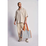 Hindbag Claude Tote Bag - Naranja/Azul Rayas
