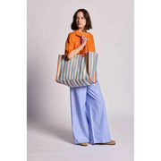 Hindbag Claude Tote Bag - Naranja/Azul Rayas