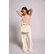 Hindbag Bolso bandolera Louise Square - Terciopelo Beige