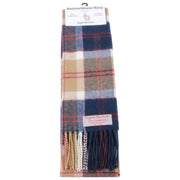Bufanda Ingles Buchan Bannockbane de lana de cordero - Beige/Azul/Blanco
