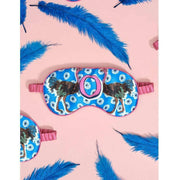 Jessica Russell Flint O for Ostrich Silk Eye Mask - Azul/Rosa/Negro