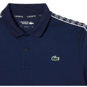 Lacoste Monogram Jacquard Stripe Pique Polo - Navy