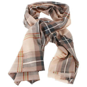 Locharron of Scotland Alba Saskatchewan Bufanda de merino fino desgastado - Beige/Gris