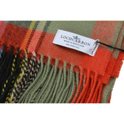 Locharron of Scotland Borders Bruce of Kinnaird Manta de lana de cordero antigua - Rosa/Verde/Naranja