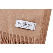 Manta de lana de cordero de malta Locharron of Scotland Borders - Beige