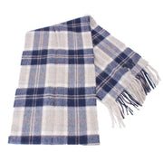 Locharron of Scotland Bowhill Bannockbane Grey Lambswool Tartan Scarf - Grey/Blue