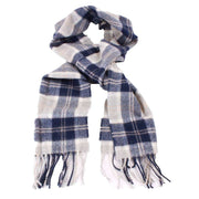 Locharron of Scotland Bowhill Bannockbane Grey Lambswool Tartan Scarf - Grey/Blue