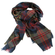 Locharron of Scotland Brock Logan Bufanda de lujo moderna - Azul marino/Verde oliva/Rojo