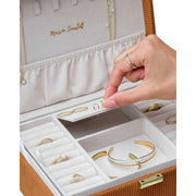 Maison Scarlett Louise Corduroy Jewellery Box - Cognac Brown