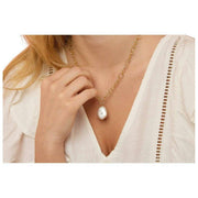 Perlas del Oriente Collar de cadena gruesa con colgante de perlas Keishi - Oro/Blanco