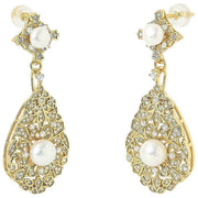 Pendientes colgantes de perlas de estilo vintage de Perlas de Oriente - Oro/Blanco/Plata