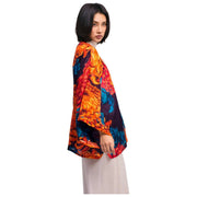 Chaqueta tipo kimono corta Powder Chrysanthemum - Azul
