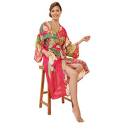 Powder Delicate Tropical Kimono Gown - Dark Rose Pink