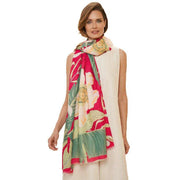 Powder Printed Delicate Tropical Scarf  - Dark Rose Pink