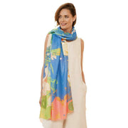 Powder Printed Hummingbird Scarf  - Denim Blue