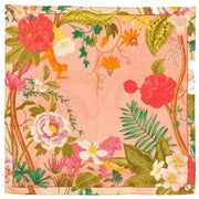 Powder Tasselled Silk Tropical Floral and Fauna Scarf - Petal Pink