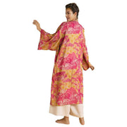 Powder Tropical Toile Kimono Gown - Pineapple Yellow/Raspberry Pink