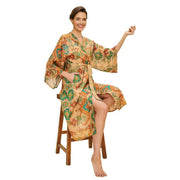 Powder Warm Ikat Kimono Gown - Cream