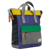 Roka Bantry B Small Creative Waste Colour Block Recycled Nylon Backpack - Purple/Yellow/Green