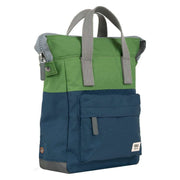 Roka Bantry B Small Creative Waste Two Tone Recycled Canvas Backpack - Deep Blue/Foliage Green