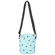 Bolso bandolera de lona reciclada Roka Bond - Azul/Corazones azules